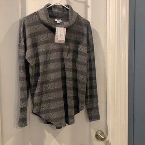 LuLaRoe Charcoal and Black Striped Long Sleeve Top